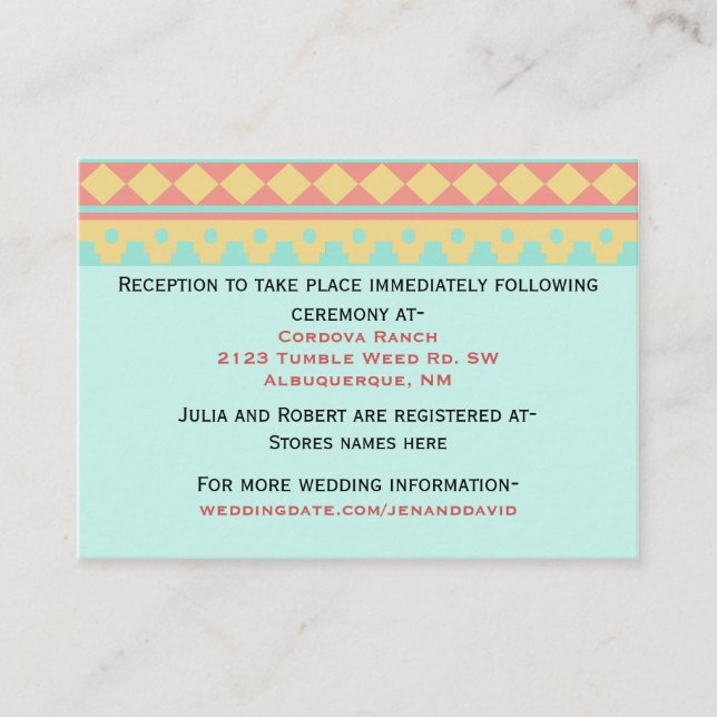 Tribal Sun Southwestern Wedding Enclosure Card (Front)