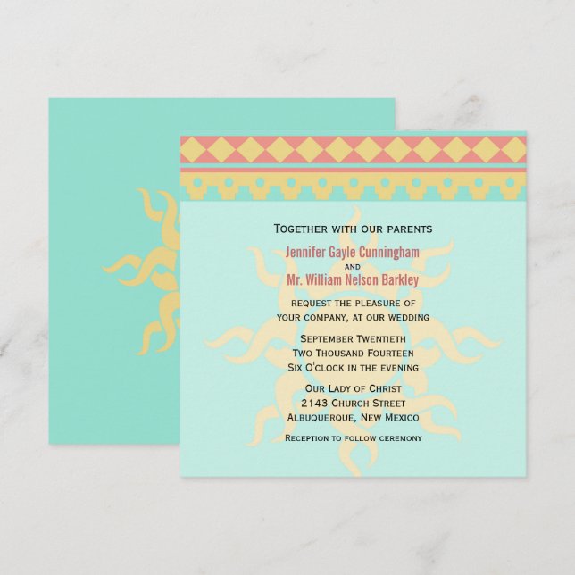 Tribal Sun Southwestern Wedding Invitation (Front/Back)