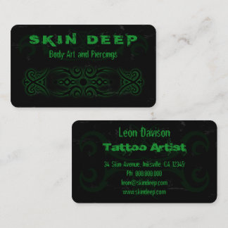 Tribal Tattoo Black and Green Business Cards
