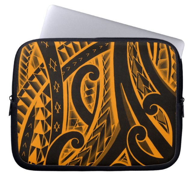 Tribal tattoo in Maori style and Polynesian shapes Laptop Sleeve (Front)