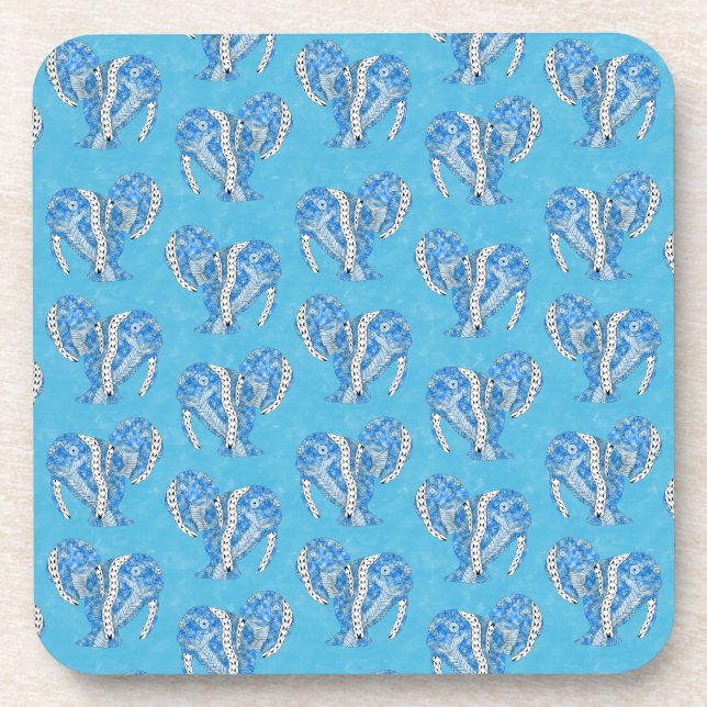 Tribal Tattoo Manatees Ocean Blue Coaster (Front)