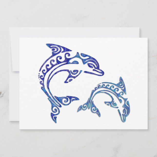 Tribal Tattoo Porpoise Duo Invitation (Front)