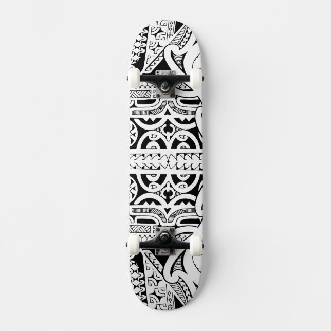 Tribal tattoo skateboard deck in Marquesas style (Front)
