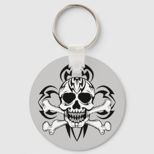 Tribal Tattoo Skull Key Ring