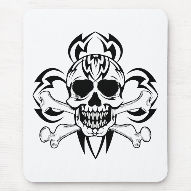 Tribal Tattoo Skull Mouse Pad (Front)