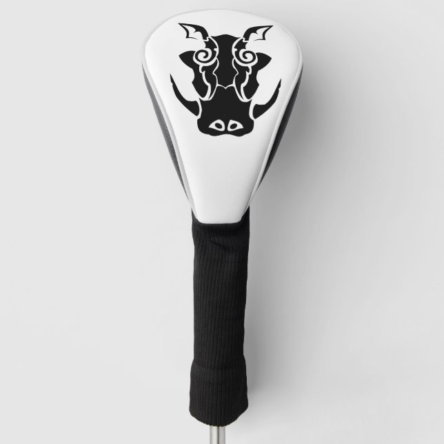 Tribal Tattoo Style Boar Head Golf Head Cover (Front)