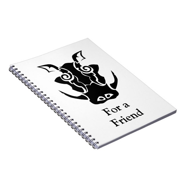 Tribal Tattoo Style Boar Head Notebook (Right Side)