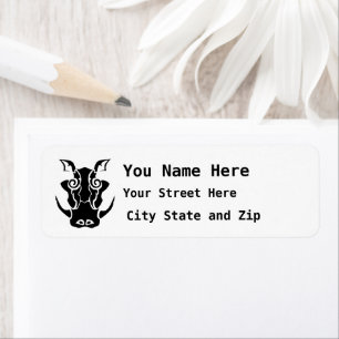 Tribal Tattoo Style Boar Head Return Address