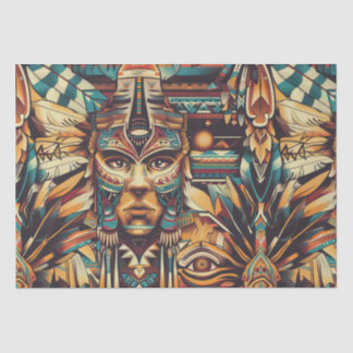 Tribal Teal "Mesoamerican Motif" Wrapping Tissue P Paper