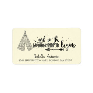 Tribal Teepee Adventure Baby Shower Address Label