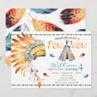 Tribal Teepee Pow Wow Birthday Party Invitation