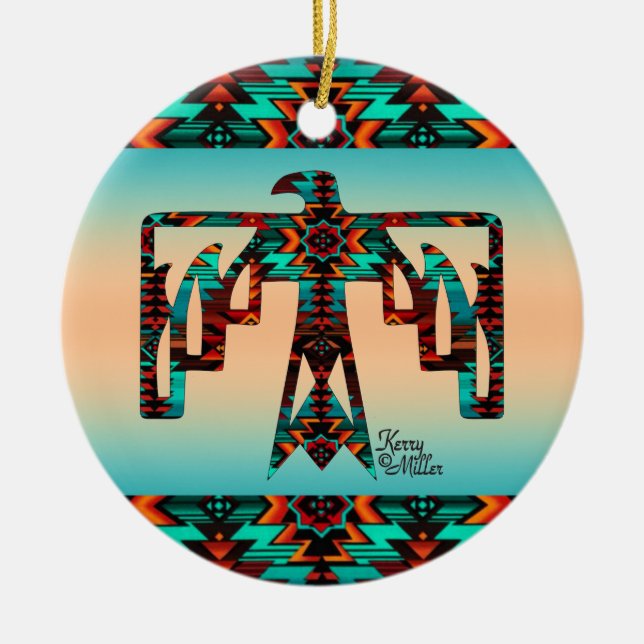 Tribal Thunderbird Ceramic Ornament (Front)