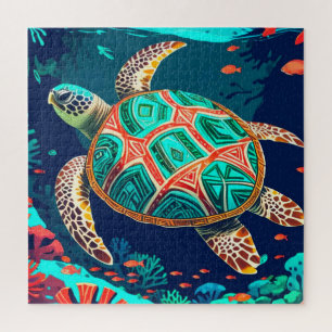Tribal Tide Turtle  Jigsaw Puzzle