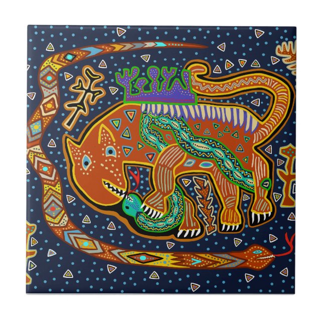 Tribal Tiger King Shaman Spirit Tile (Front)