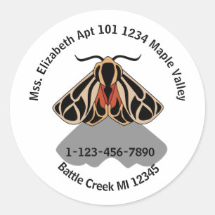 Tribal Tiger Moth Emergency Contact Information Ke Classic Round Sticker