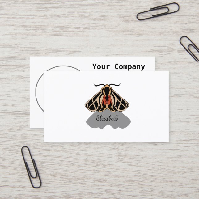 Tribal Tiger Moth Monogram Business Card (Front/Back In Situ)