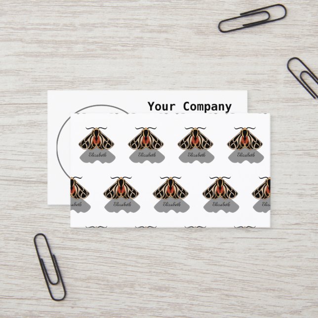 Tribal Tiger Moth Monogram Business Card (Front/Back In Situ)