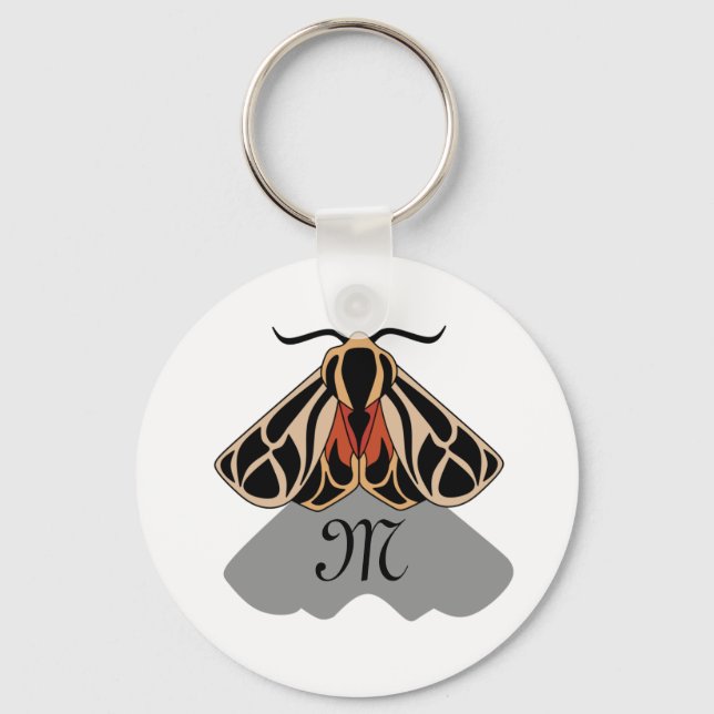 Tribal Tiger Moth Monogram Key Ring (Front)