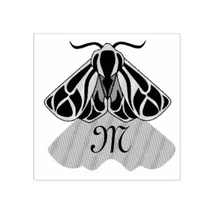 Tribal Tiger Moth Monogram Rubber Stamp
