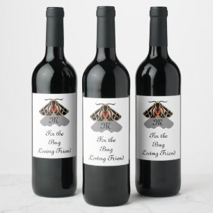 Tribal Tiger Moth Monogram Wine Label