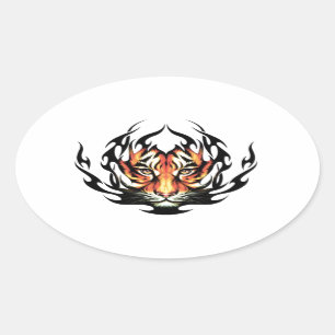 Tribal tiger oval sticker