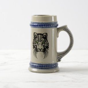 Tribal Tiger Tattoo Black White Beer Stein