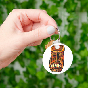 Tribal Tiki Mask Polynesian Style Key Ring