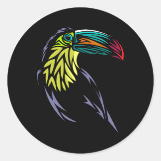 Tribal Toucan Bird Classic Round Sticker