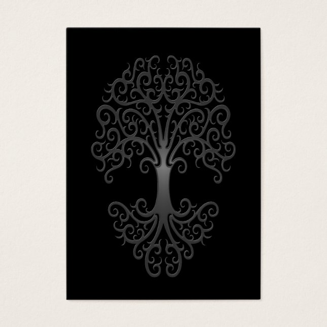 Tribal Tree of Life Grey on Black (Front)