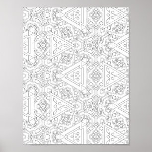 Tribal Triangle Pattern Colouring Page Geometric Poster