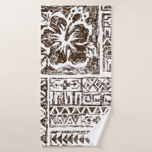 Tribal tropical art pattern of indigenous Hawaiian Bath Towel