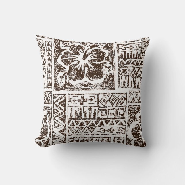 Tribal tropical art pattern of indigenous Hawaiian Cushion (Front)