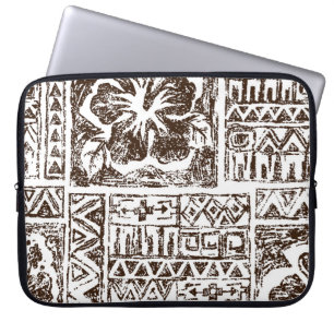 Tribal tropical art pattern of indigenous Hawaiian Laptop Sleeve