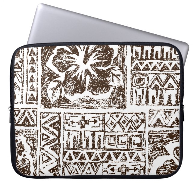Tribal tropical art pattern of indigenous Hawaiian Laptop Sleeve (Front)