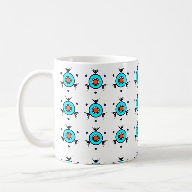 Tribal Turquoise Pattern Coffee Mug (Left)
