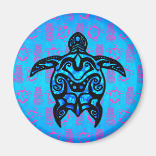 Tribal Turtle Hibiscus Magnet