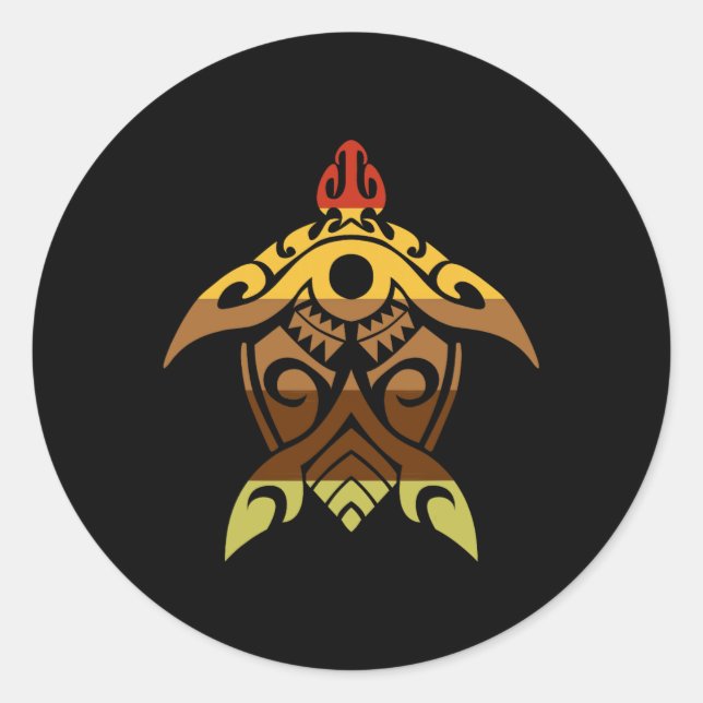 Tribal Turtle Thanksgiving Day Cool Polynesian Fal Classic Round Sticker (Front)