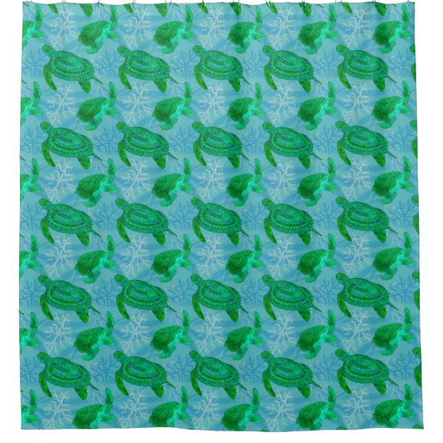Tribal Turtles Shower Curtain (Front)