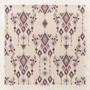 Tribal Vintage Ethnic Seamless Aztec Glass Coaster
