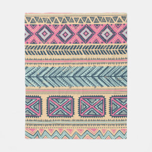Tribal vintage ethnic seamless  fleece blanket