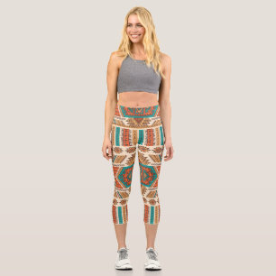 Tribal Vintage: Ethnic Seamless Pattern Capri Leggings