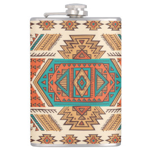 Tribal Vintage: Ethnic Seamless Pattern Hip Flask