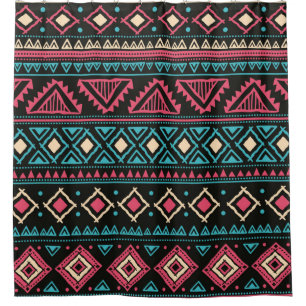 Tribal vintage ethnic seamless pattern shower curtain