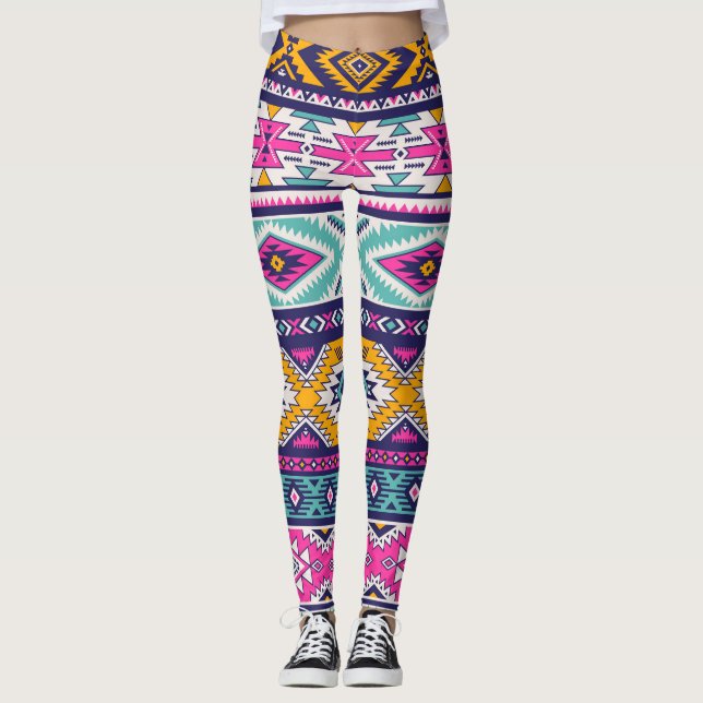 Tribal vintage Navajo: retro pattern Leggings (Front)