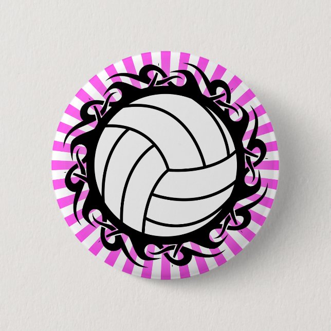 tribal volleyball 6 cm round badge (Front)