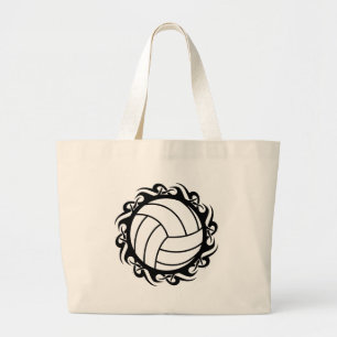 tribal volleyball large tote bag
