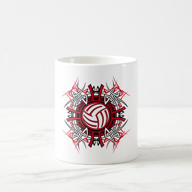 Tribal Volleyball Mandala Red and Black Sports  Coffee Mug (Creator Uploaded)