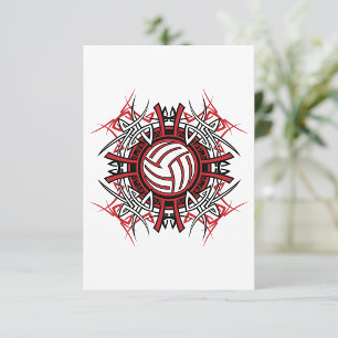 Tribal Volleyball Mandala Red and Black Sports  Invitation