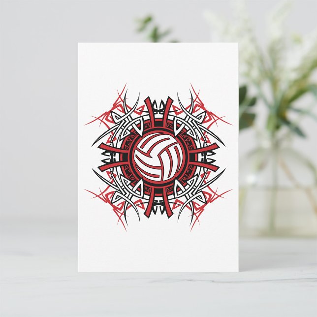 Tribal Volleyball Mandala Red and Black Sports  Invitation (Creator Uploaded)
