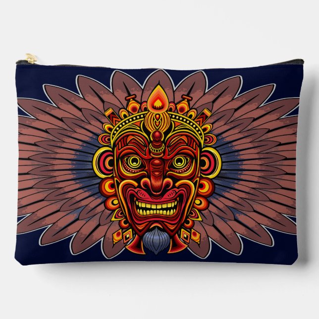 Tribal Warrior King Ritual Mask Accessory Pouch (Front)